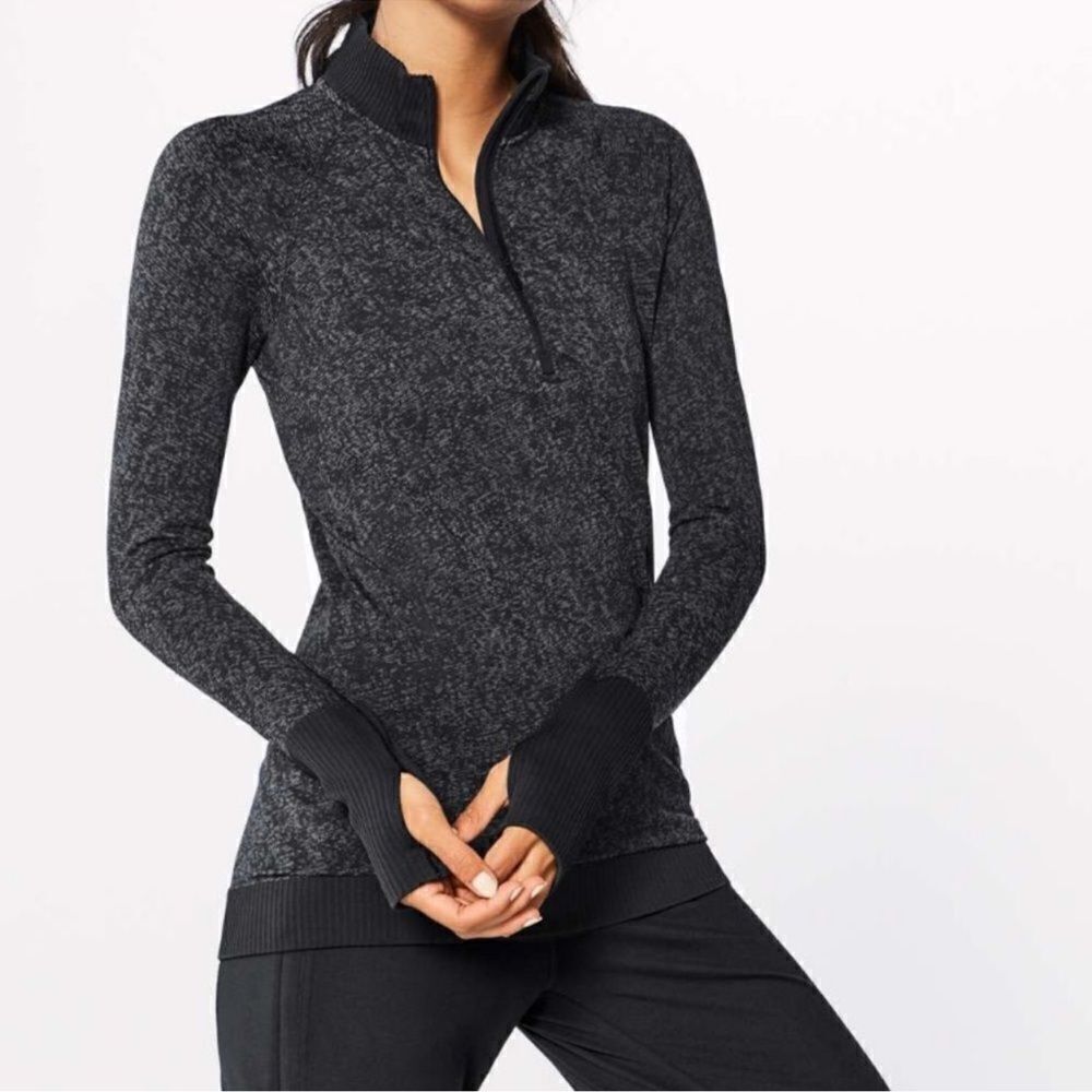 Lululemon Rest Less Half 1/2 Zip Pullover Dark Cast/Black Athletic Sweatshirt